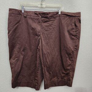 George Woman Stretch Brown Bermuda Shorts Size 16W Cotton Blend